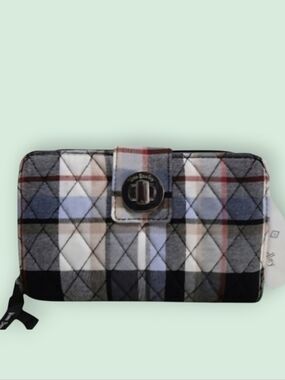 Vera Bradley RFID Perfectly Plaid Wallet with Turn Lock Closure-NWT